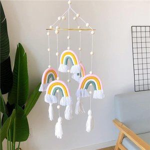 Neutral Baby Crib Mobile, Rainbow Crib Mobile ,Macrame Baby Mobile